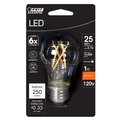 Feit Electric A15 E26 Medium Filament LED Bulb Soft White 25 Watt Equivalence 1 pk, 6PK BPA1525927CAFIL